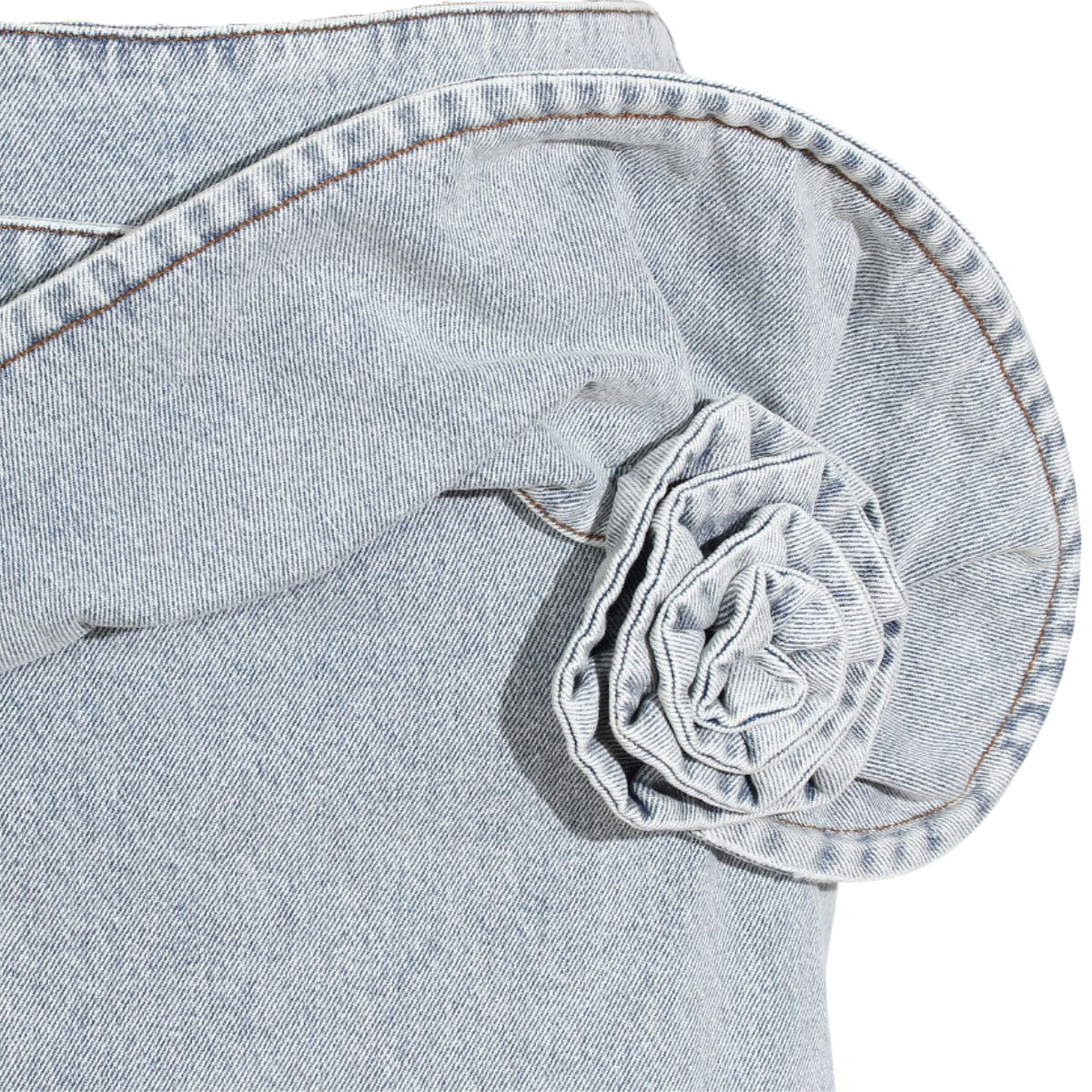 Floral Appliqu¨¦ Denim Midi Skirt