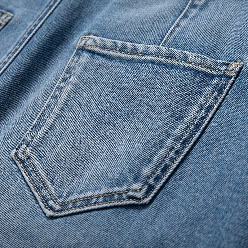 Embroidered Patchwork Cut-Out Denim Skirt