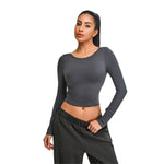 Low-Back Seamless Long-Sleeve Crop Tee