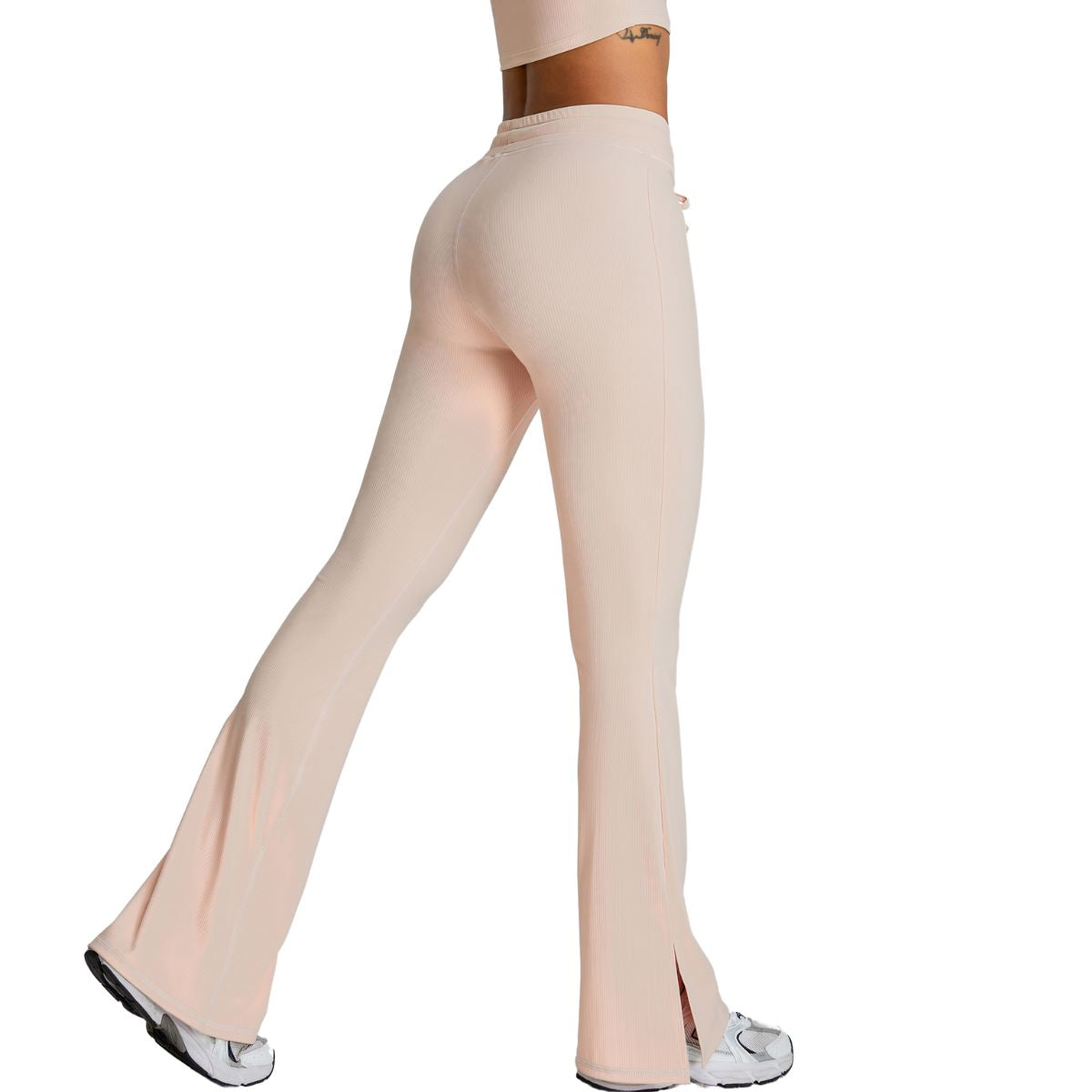 Drawstring Split-Hem Flare Leggings
