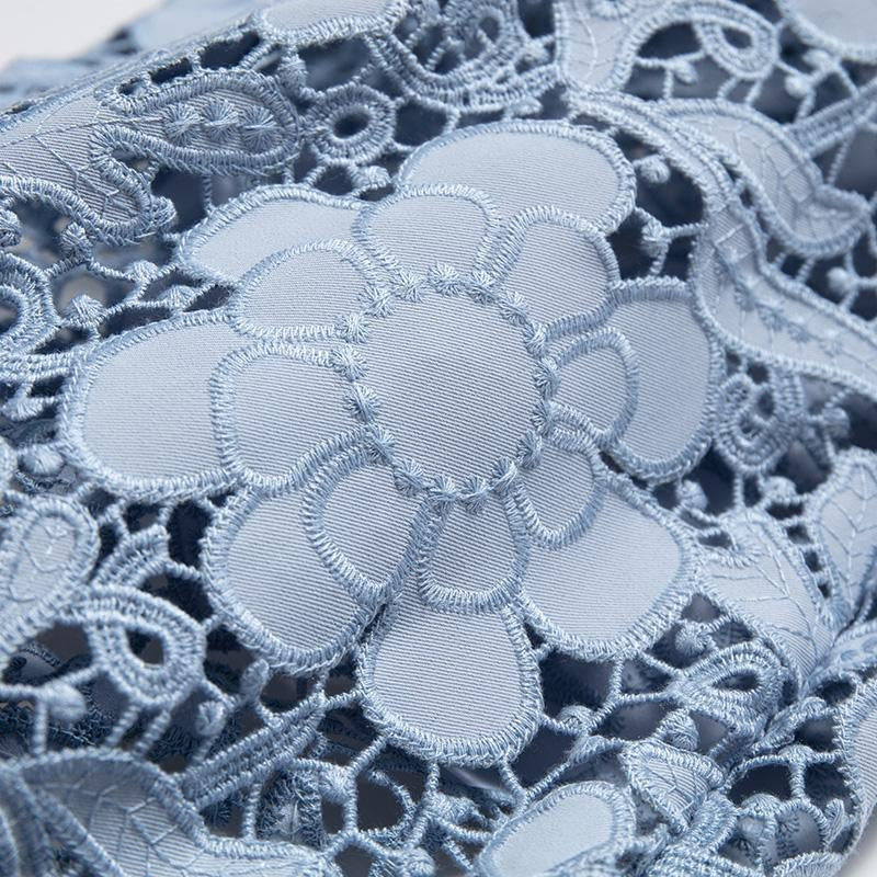 Embroidered Cut-Out Pearl Rhinestone Ankle Jeans