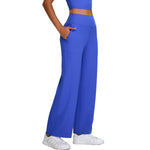 High-Waisted Solid Color Wide-Leg Yoga Pants
