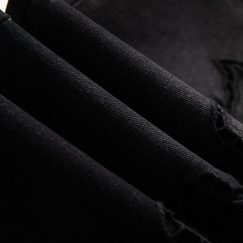 High-Waisted Pearl-Beaded Cut-Out Jeans