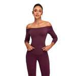 Boat Neck Seamless Long-Sleeve Tee