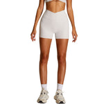 Solid Color Crossover Yoga Shorts