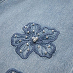 Floral Embroidered Pearl-Beaded Cut-Out Jeans