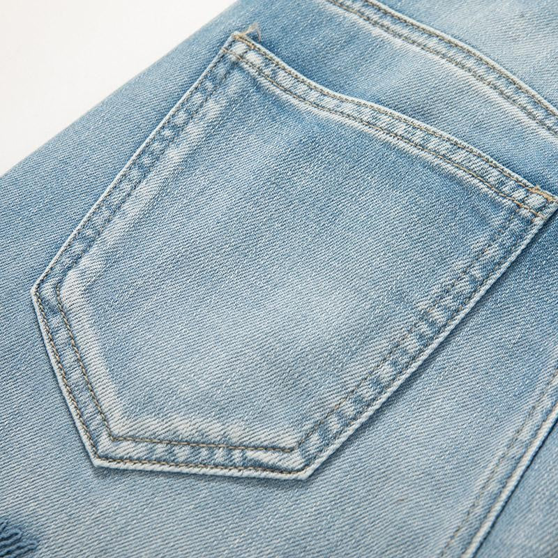 Wide-Leg Rose-Embroidered Cut-Outs Jeans