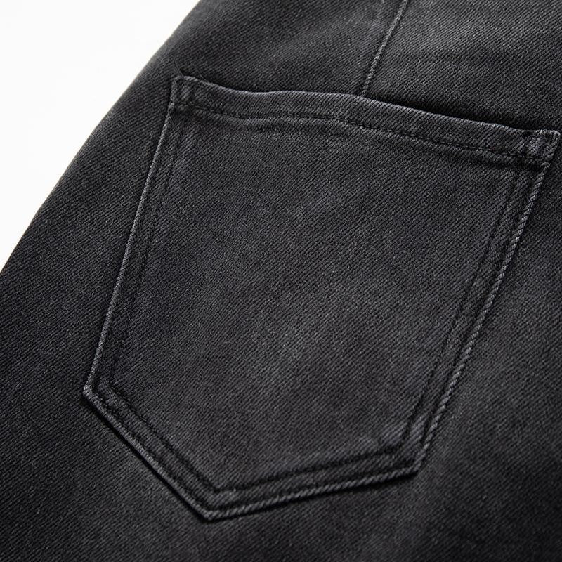 Rhinestone & Rope Embroidery Straight Leg Jeans