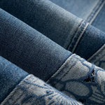 Floral Embroidered Cut-Out Baggy Jeans