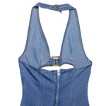 Cut-Out Denim Halter Mini Dress