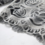 Pearl & Rhinestone Lace-Cut Denim Shorts