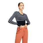 Cropped Striped Long-Sleeve Top