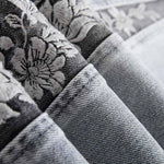 Patchwork Pearl-Frog Closure Embroidered Jeans