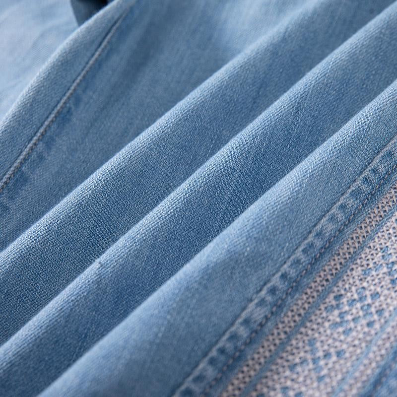 Raw Hem Ethnic Motif Embroidery Flared Jeans