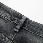 Asymmetric Heavy Embroidered Denim Shorts