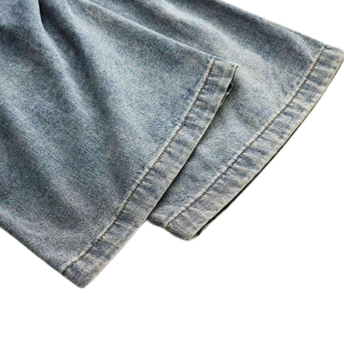 Side-Pleated Oversized Denim Jeans