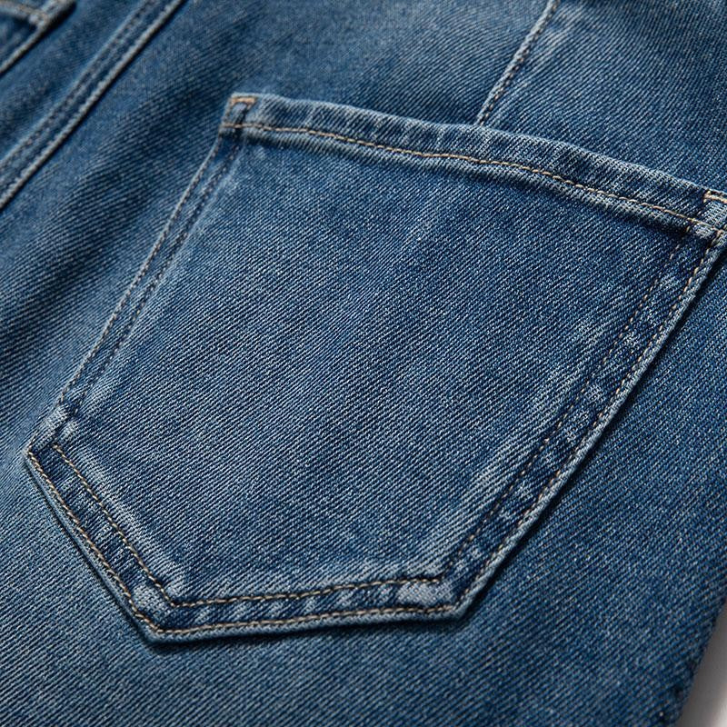 Floral-Embroidered Cut-Out Jeans with Rhinestones