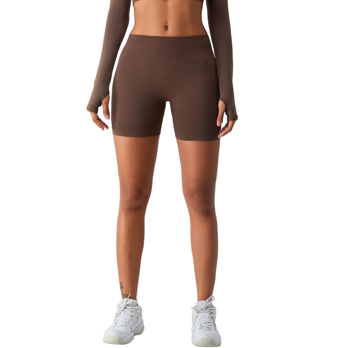 Solid Color V Waist Yoga Shorts