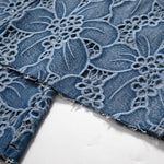 Rhinestone-Transferred & Embroidered Cut-Out Jeans