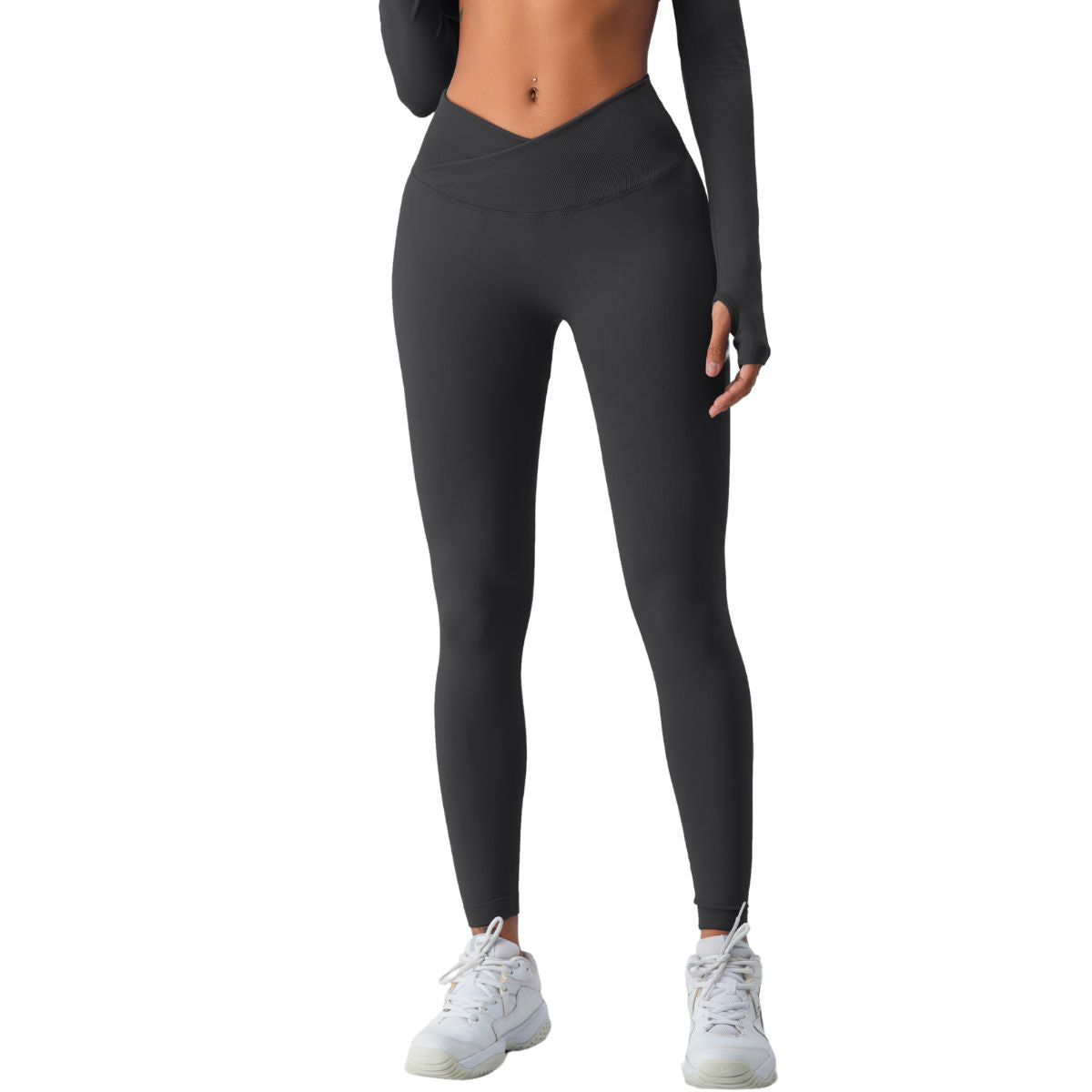 Women's Solid Color Crossover Leggings