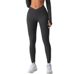 Women's Solid Color Crossover Leggings
