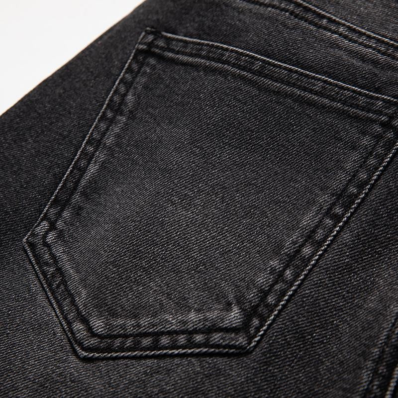 Pearl-Beaded & Rhinestones-Transferred Embroidered Jeans