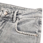 Beaded-Embroidered Floral Cut-Out Ankle Jeans