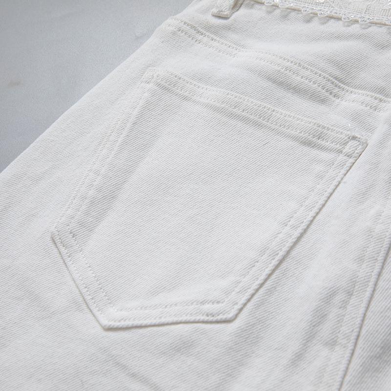 Pearl-embellished Embroidered Butterfly Denim Shorts