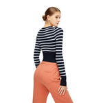 Cropped Striped Long-Sleeve Top