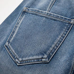 Rhinestone-Transferred & Embroidered Cut-Out Jeans