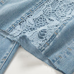 Pearl-Beaded Frog Closure Jeans with Cut-Outs