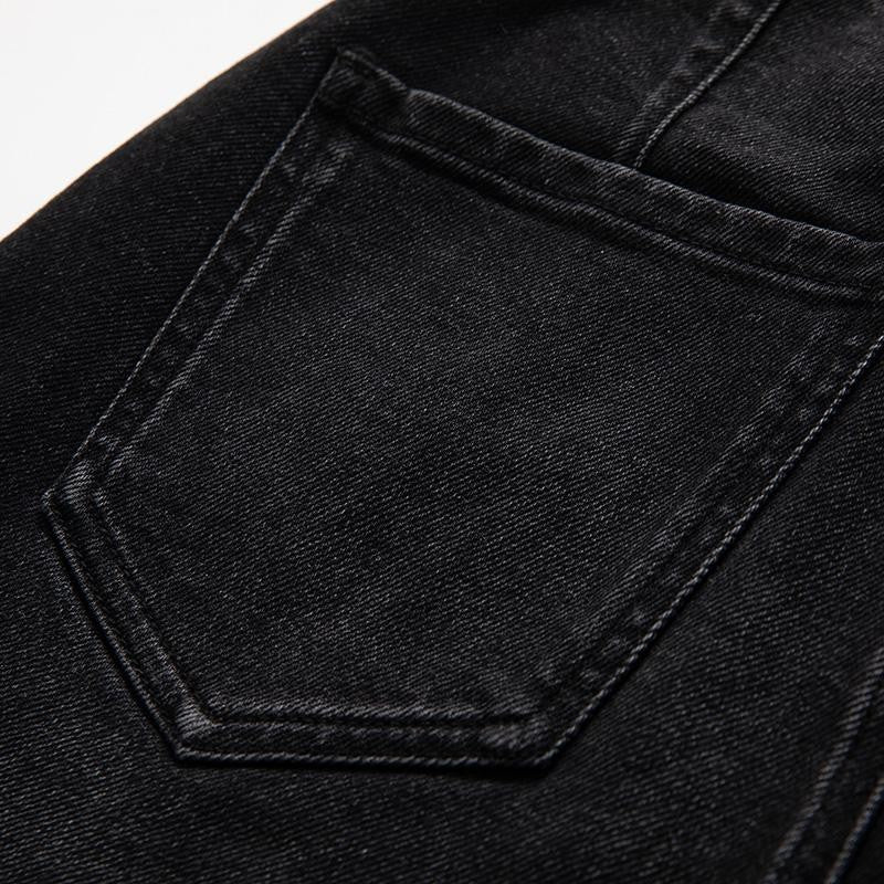 High-Waisted Pearl-Beaded Cut-Out Jeans