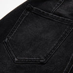 High-Waisted Pearl-Beaded Cut-Out Jeans