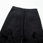 Patchwork Floral-Embroidered Sequined Bootcut Jeans