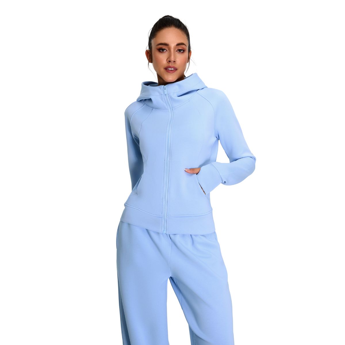 Solid Color Relaxed Fit Full-Zip Hoodie