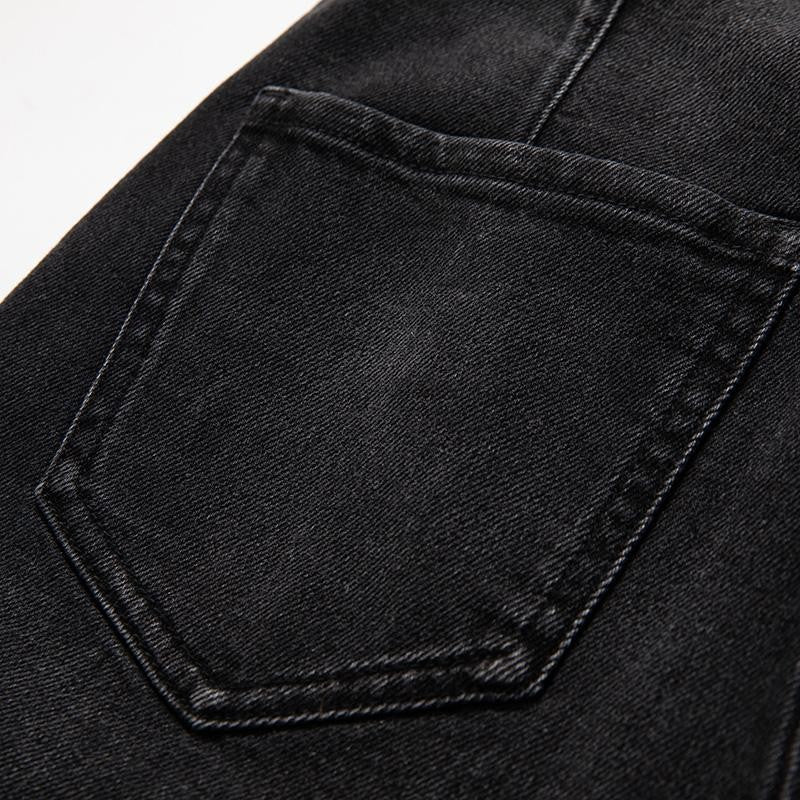 Rose Embroidered Lace-Cut Jeans with Pearl Beading