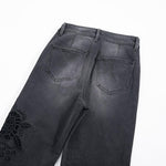 Pearl-Embellished Floral-Embroidered Whisker Jeans