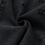 Pearl-Embellished Floral Embroidered Cut-Out Jeans