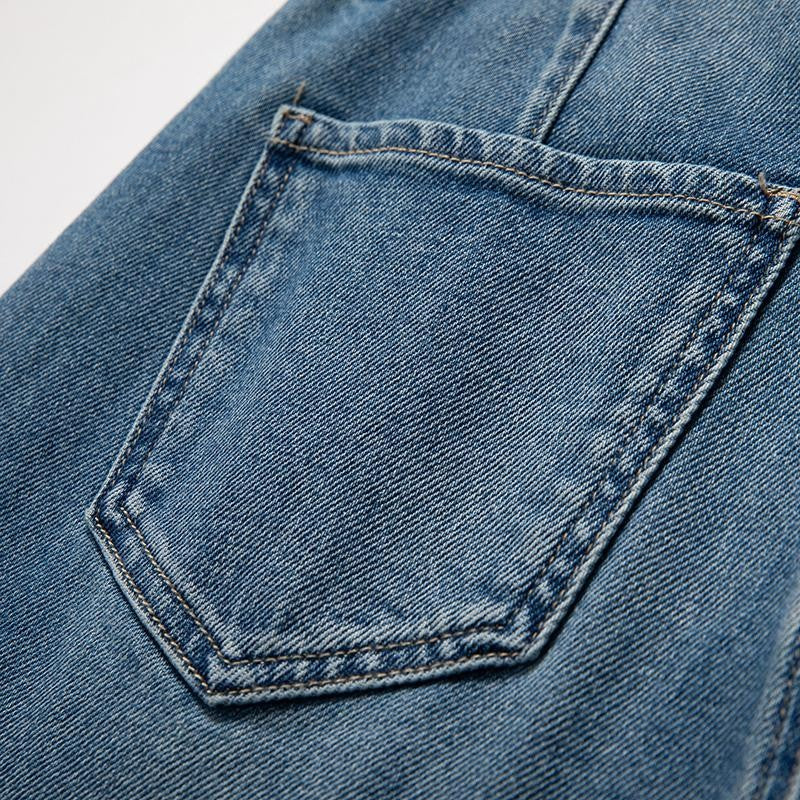 Floral Embroidered Cut-Out Baggy Jeans