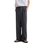 Solid-Color Single Pleat Trousers