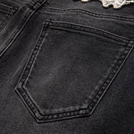 Pearl-Beaded & Rhinestones-Transferred Embroidered Jeans