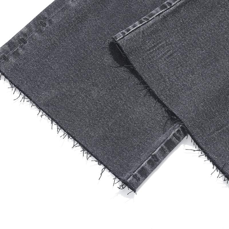 Pearl-Embellished Embroidery Cut-Out Whisker Jeans