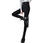 High-Waisted Button-Front Skinny Jeggings