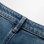 Floral Embroidered Cut-Out Baggy Jeans