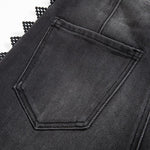 Rhinestones & Pearls Embroidery Patchwork Ankle Jeans