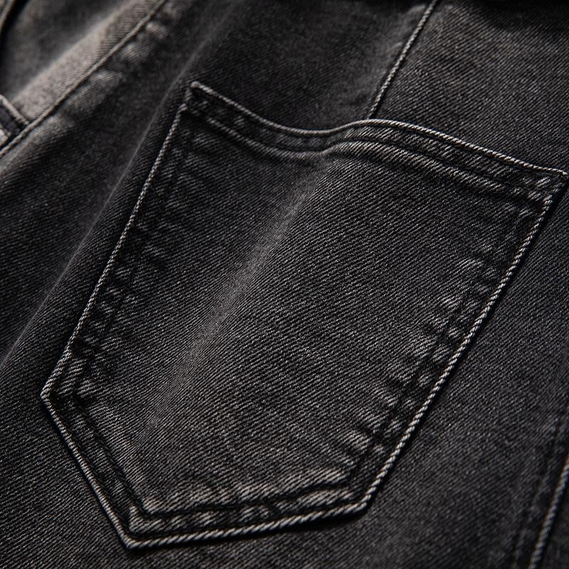 Raw-Edge Hem Heavily Embroidered Denim Skirt