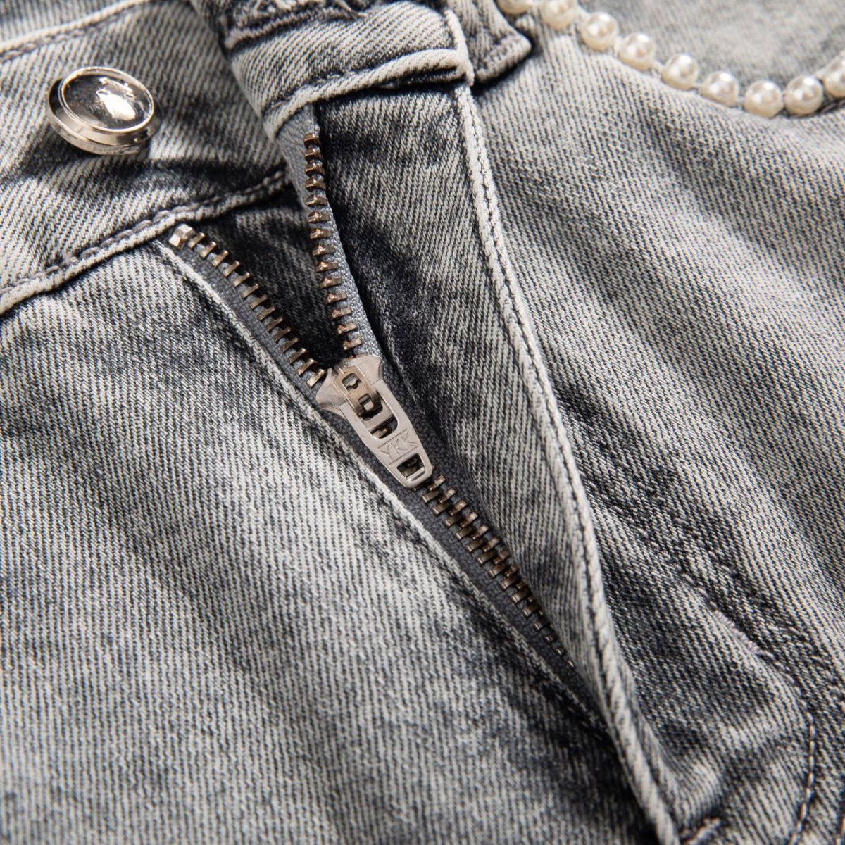 Beaded-Embroidered Floral Cut-Out Ankle Jeans