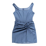 Floral Appliqu¨¦ Denim Slip Mini Dress