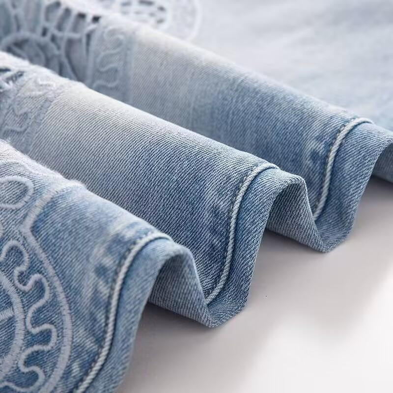 Lightweight Embroidered Cut-Out Bootcut Jeans