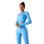 Thumb Holes Cropped Long-Sleeve Shirt